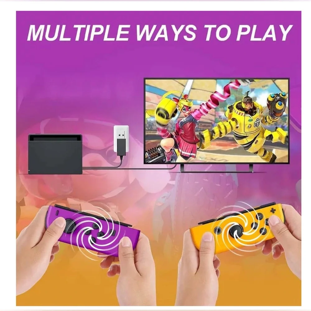Play+ For Switch/Controller Purple / Orange, Wireless Joypads & Wrist Straps